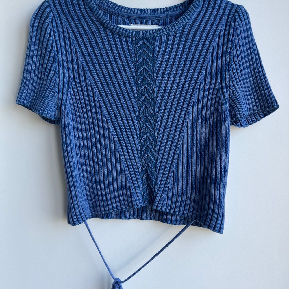 Anthropologie Navy Ribbed Knit Crop Top and Bottom Set